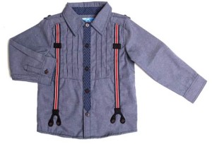 Kapital K Denim Tuxedo Shirt with Suspenders
